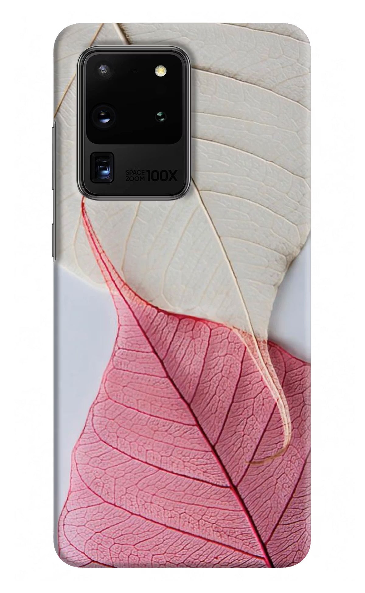 White Pink Leaf Samsung S20 Ultra Hard Case Back Cover by Casekaro