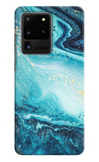 Blue Glitter Marble Samsung S20 Ultra Hard Case Back Cover by Casekaro