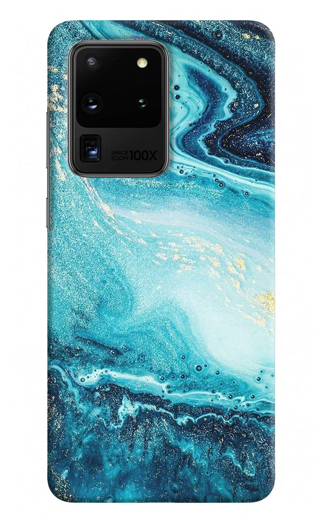 Blue Glitter Marble Samsung S20 Ultra Hard Case Back Cover by Casekaro