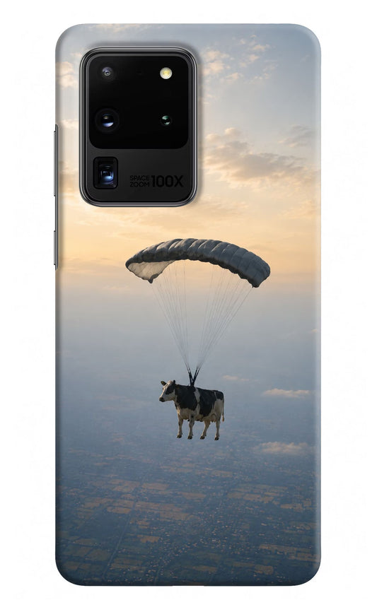 Skydiving Cow Samsung S20 Ultra Hard Case Back Cover by Casekaro