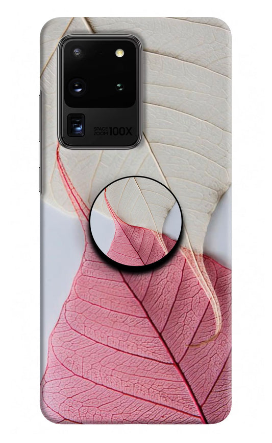 White Pink Leaf Samsung S20 Ultra Pop Case by Casekaro