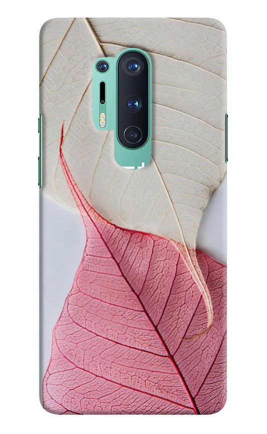 White Pink Leaf Oneplus 8 Pro Hard Case Back Cover by Casekaro
