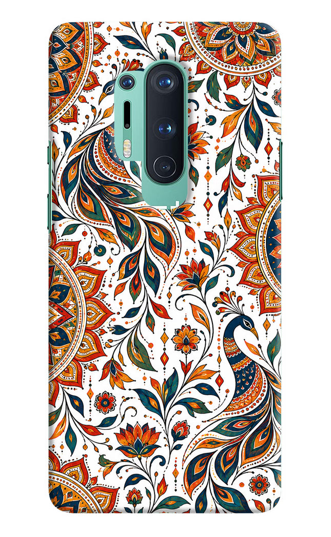 White Mayura Oneplus 8 Pro Hard Case Back Cover by Casekaro