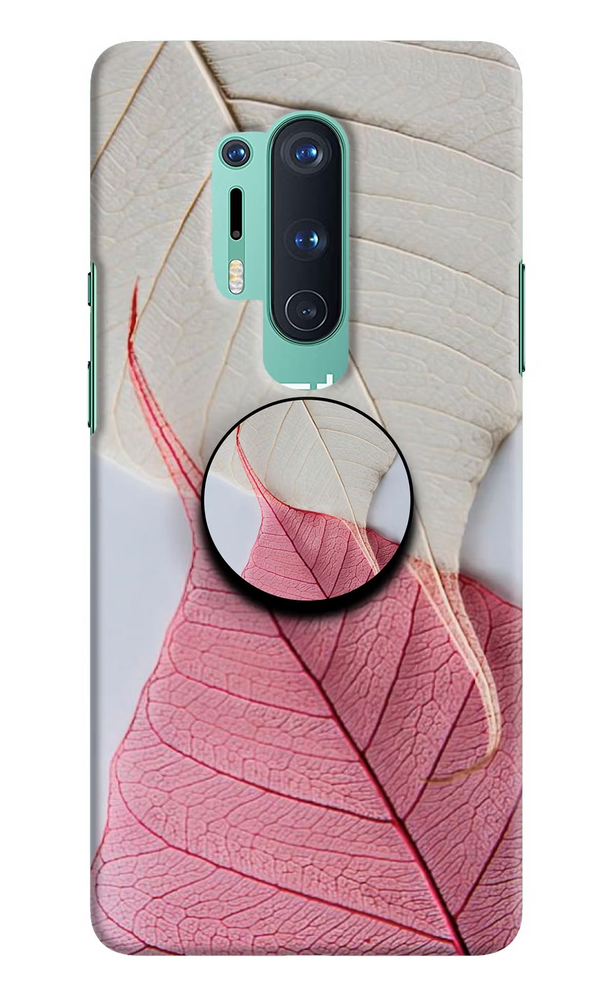White Pink Leaf Oneplus 8 Pro Pop Case by Casekaro