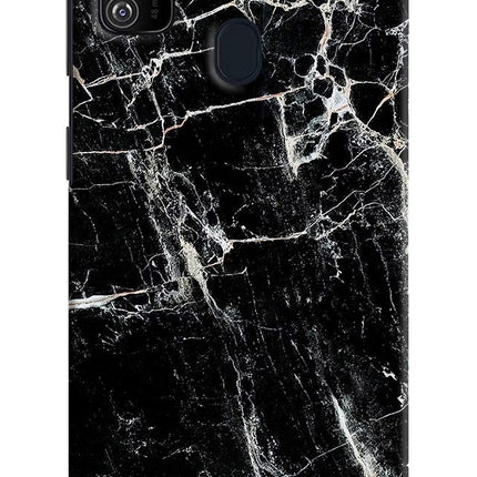 Black Marble Texture Samsung M21 2020 Hard Case Back Cover by Casekaro