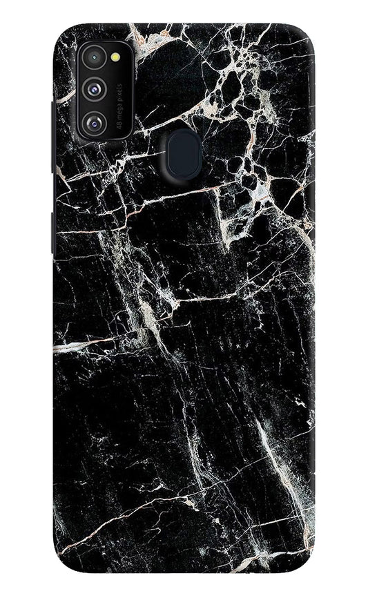 Black Marble Texture Samsung M21 2020 Hard Case Back Cover by Casekaro