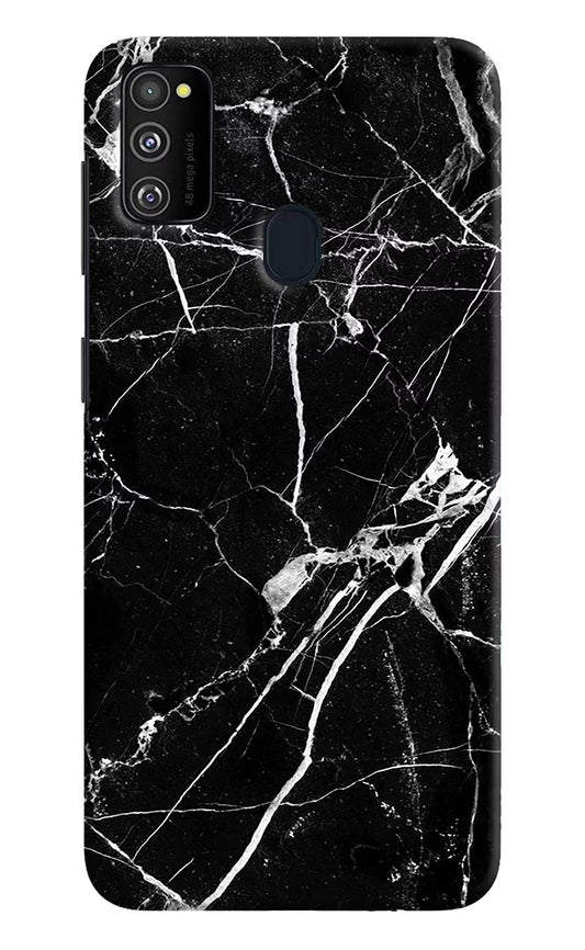 Black Marble Pattern Samsung M21 2020 Hard Case Back Cover by Casekaro