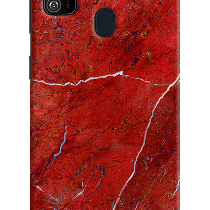 Red Marble Design Samsung M21 2020 Hard Case Back Cover by Casekaro