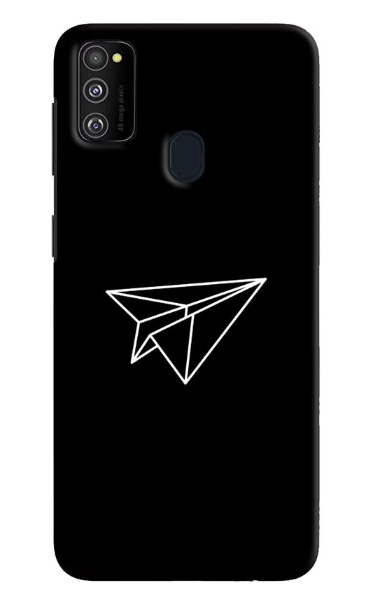 Paper Plane White Samsung M21 2020 Hard Case Back Cover by Casekaro