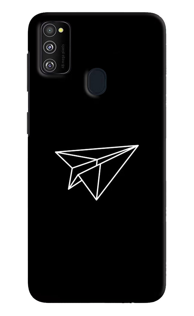 Paper Plane White Samsung M21 2020 Hard Case Back Cover by Casekaro