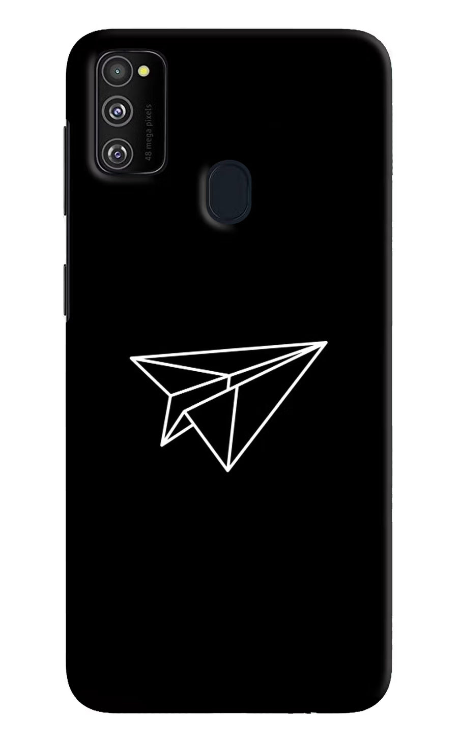 Paper Plane White Samsung M21 2020 Back Cover, Hard case