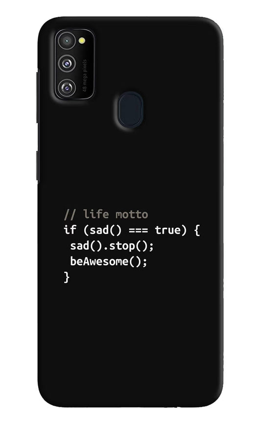 Life Motto Code Samsung M21 2020 Hard Case Back Cover by Casekaro