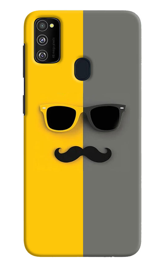 Sunglasses with Mustache Samsung M21 2020 Hard Case Back Cover by Casekaro