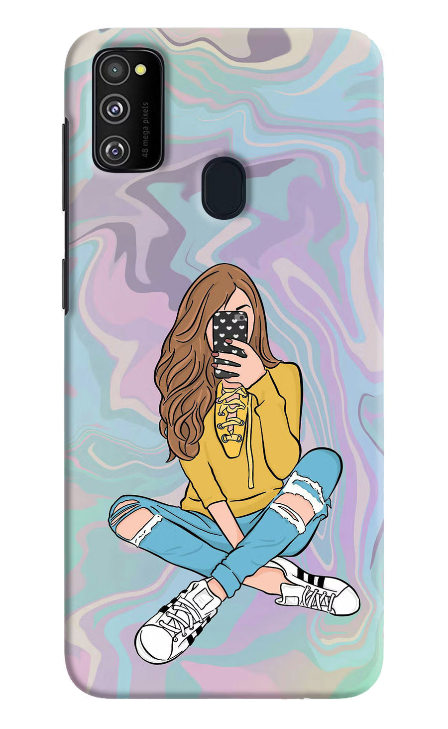 Selfie Girl Samsung M21 2020 Back Cover, Hard case
