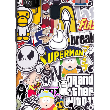 Sticker Bomb Samsung M21 2020 Hard Case Back Cover by Casekaro