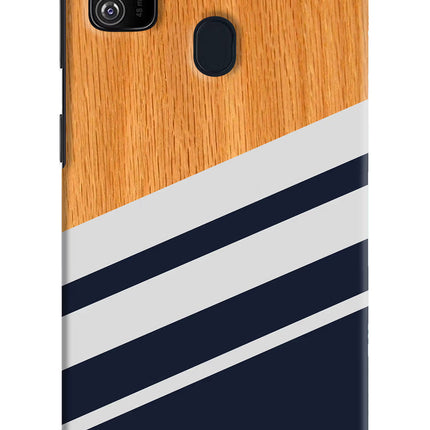 Blue and white wooden Samsung M21 2020 Hard Case Back Cover by Casekaro