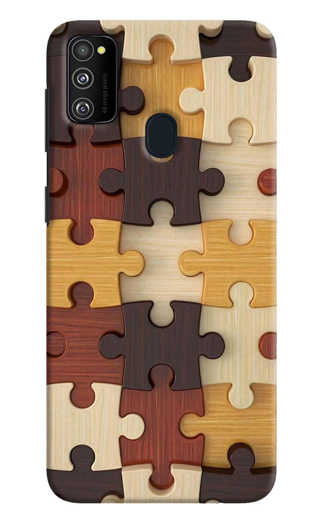 Wooden Puzzle Samsung M21 2020 Hard Case Back Cover by Casekaro