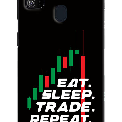 Eat Sleep Trade Repeat Samsung M21 2020 Hard Case Back Cover by Casekaro