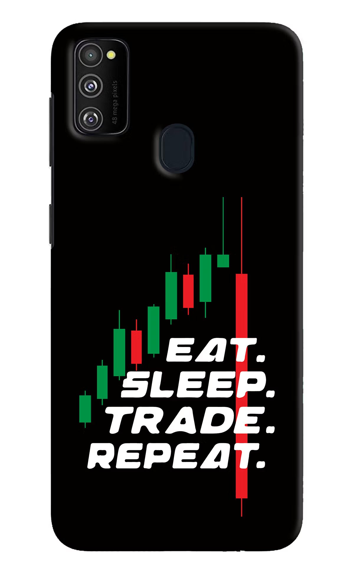 Eat Sleep Trade Repeat Samsung M21 2020 Hard Case Back Cover by Casekaro