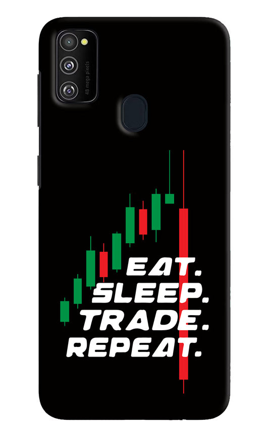 Eat Sleep Trade Repeat Samsung M21 2020 Hard Case Back Cover by Casekaro