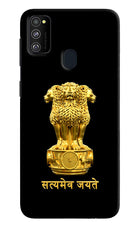 Satyamev Jayate Golden Samsung M21 2020 Hard Case Back Cover by Casekaro