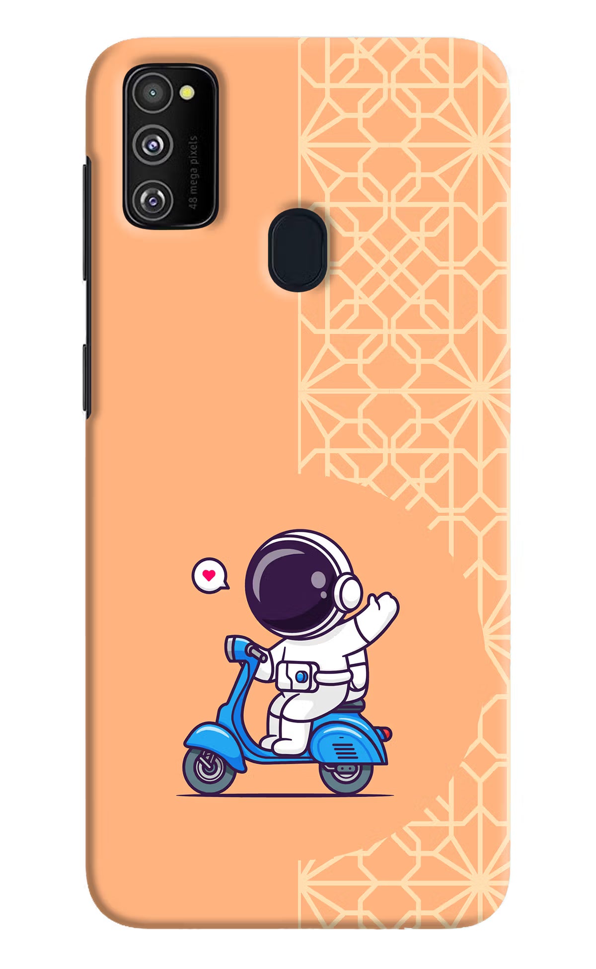 Cute Astronaut Riding Samsung M21 2020 Hard Case Back Cover by Casekaro