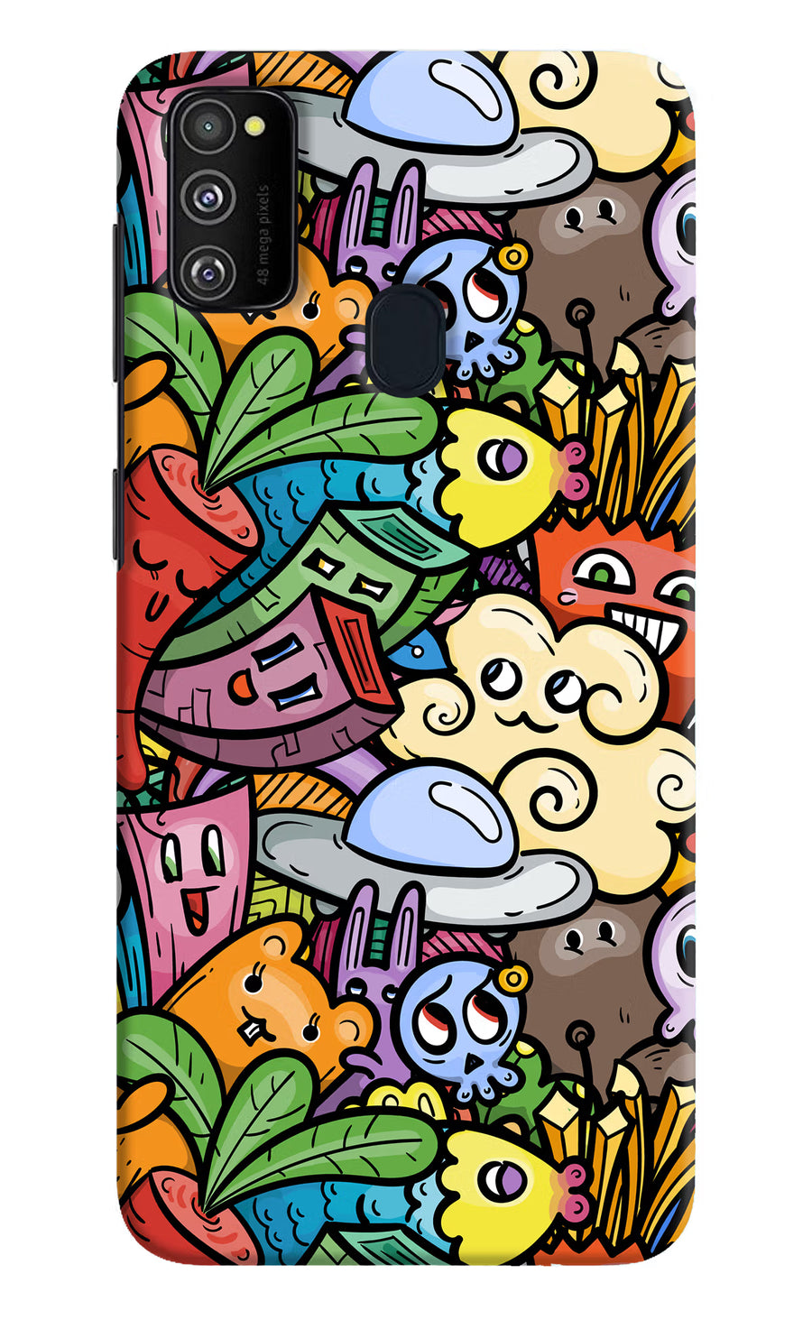 Veggie Doodle Samsung M21 2020 Back Cover, Hard case