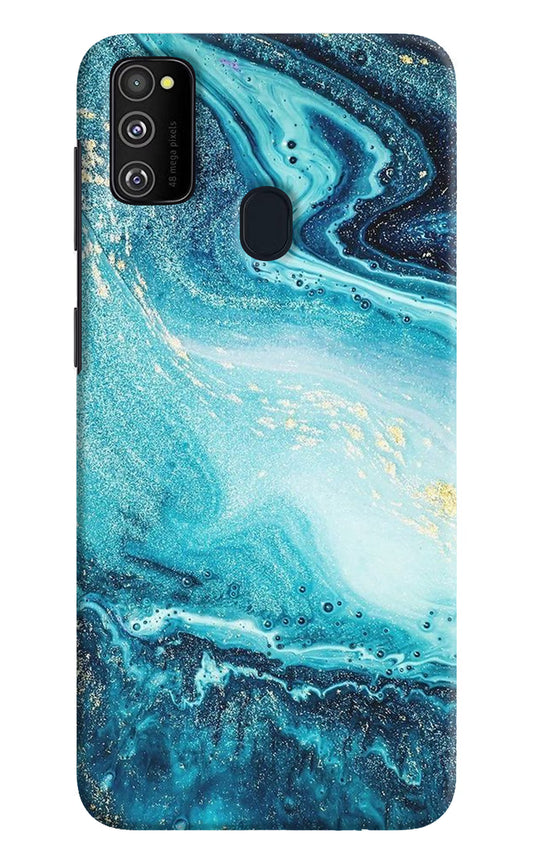 Blue Glitter Marble Samsung M21 2020 Hard Case Back Cover by Casekaro