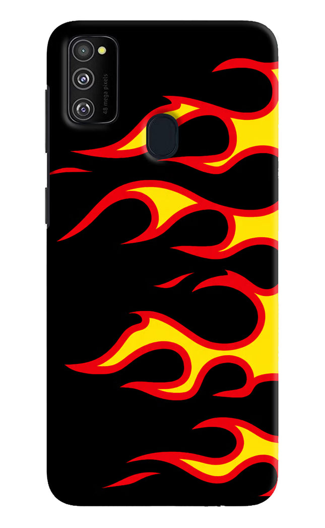 Side Sweep Flames Samsung M21 2020 Hard Case Back Cover by Casekaro