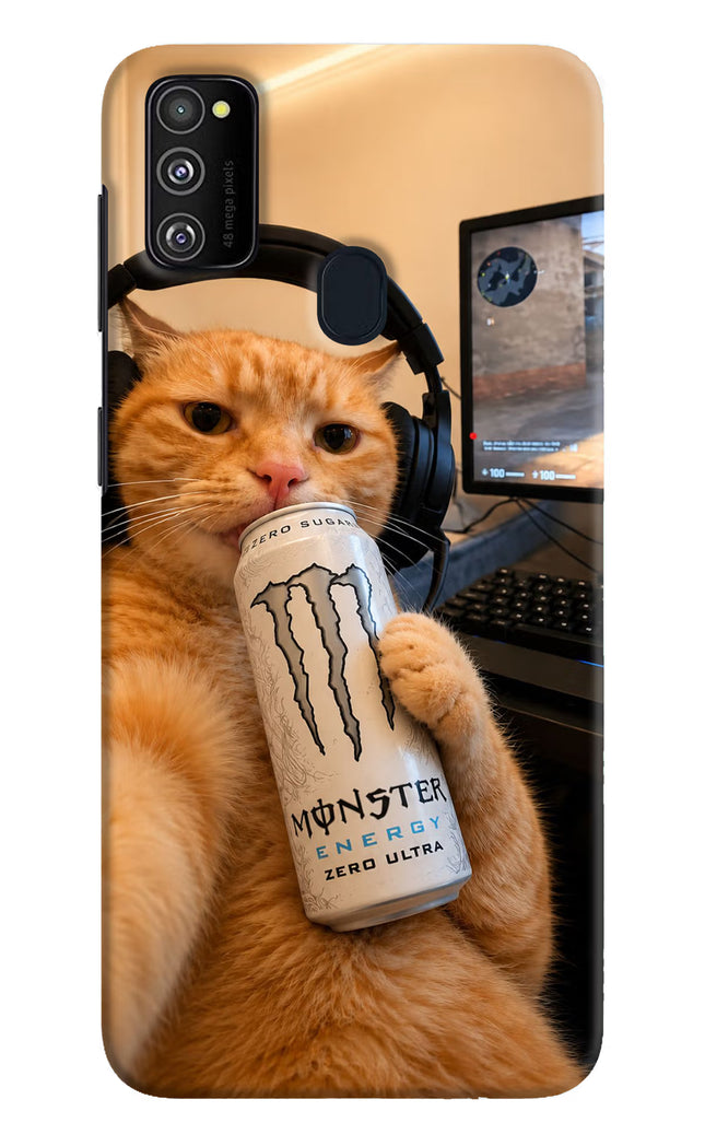Gamer Cat Energy Samsung M21 2020 Hard Case Back Cover by Casekaro