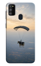 Skydiving Cow Samsung M21 2020 Hard Case Back Cover by Casekaro