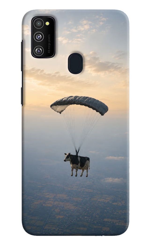 Skydiving Cow Samsung M21 2020 Hard Case Back Cover by Casekaro