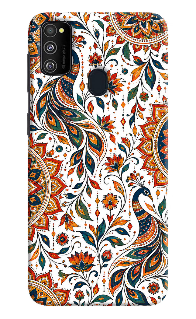 White Mayura Samsung M21 2020 Hard Case Back Cover by Casekaro
