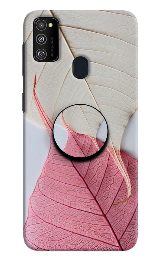 White Pink Leaf Samsung M21 2020 Pop Case by Casekaro