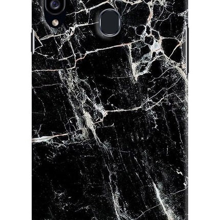 Black Marble Texture Samsung A20s Hard Case Back Cover by Casekaro