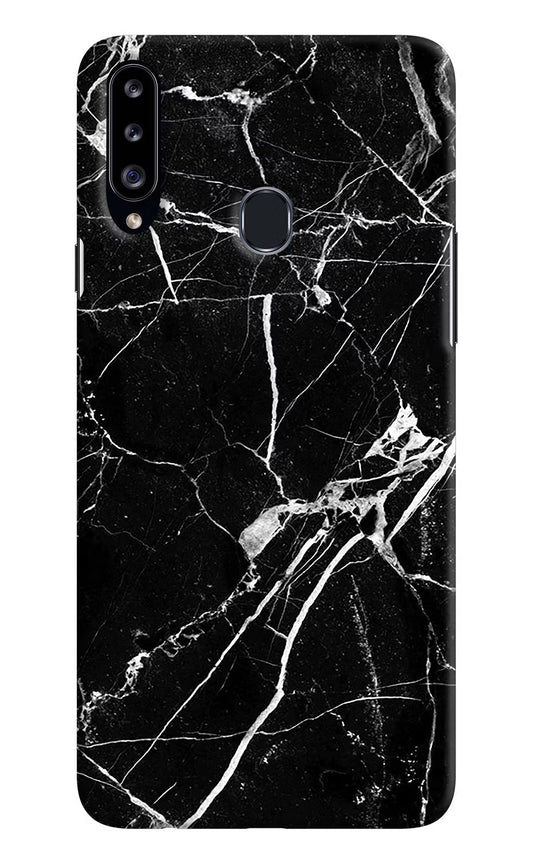 Black Marble Pattern Samsung A20s Hard Case Back Cover by Casekaro
