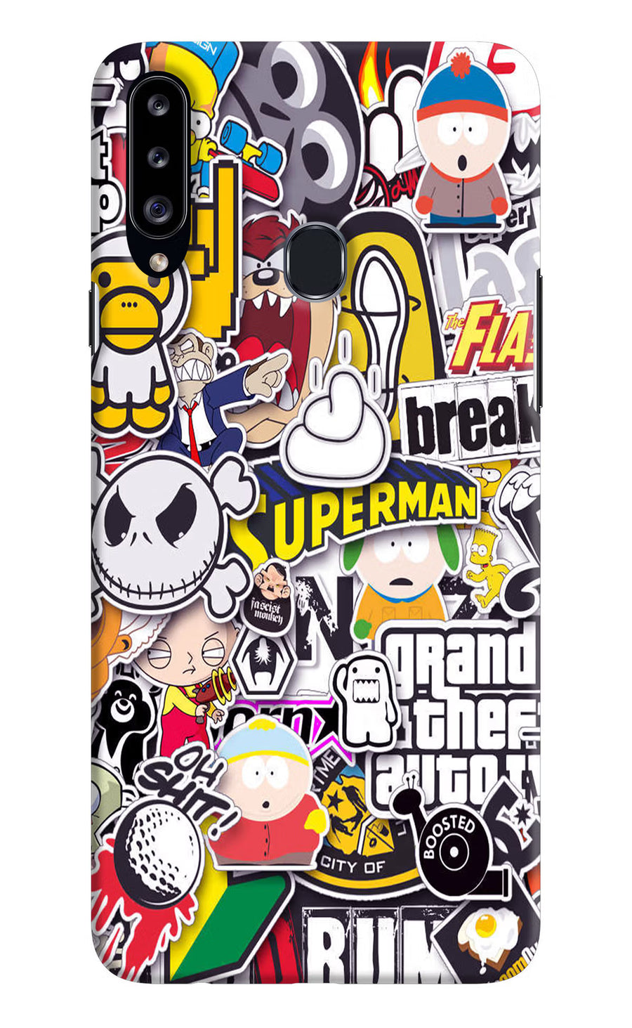 Sticker Bomb Samsung A20s Back Cover, Hard case
