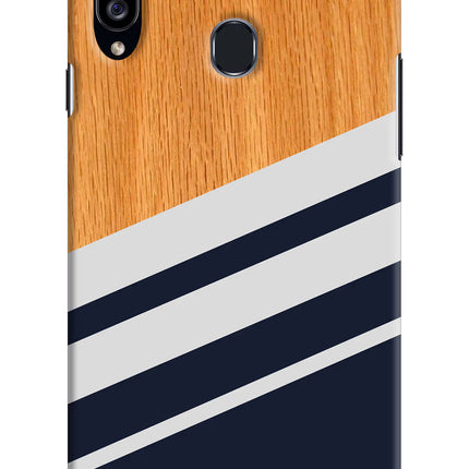 Blue and white wooden Samsung A20s Hard Case Back Cover by Casekaro