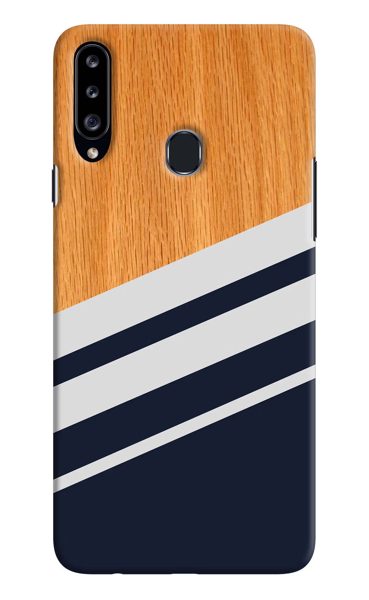 Blue and white wooden Samsung A20s Hard Case Back Cover by Casekaro
