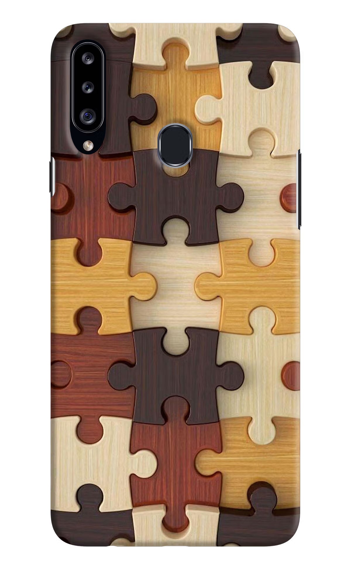 Wooden Puzzle Samsung A20s Hard Case Back Cover by Casekaro