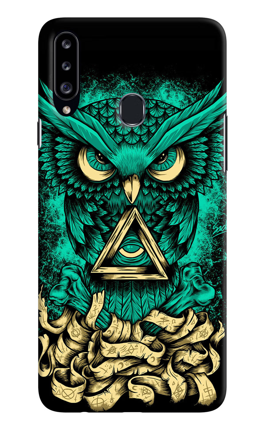 Green Owl Samsung A20s Back Cover, Hard case