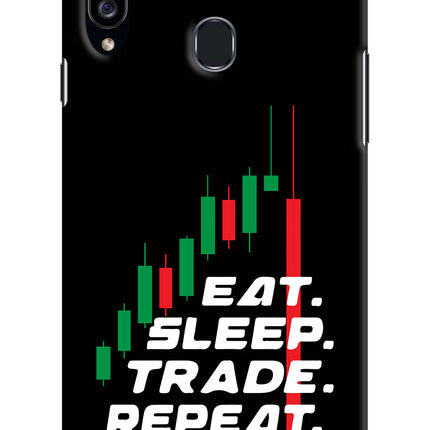 Eat Sleep Trade Repeat Samsung A20s Hard Case Back Cover by Casekaro