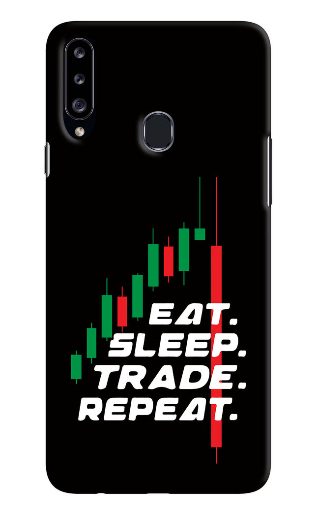 Eat Sleep Trade Repeat Samsung A20s Hard Case Back Cover by Casekaro