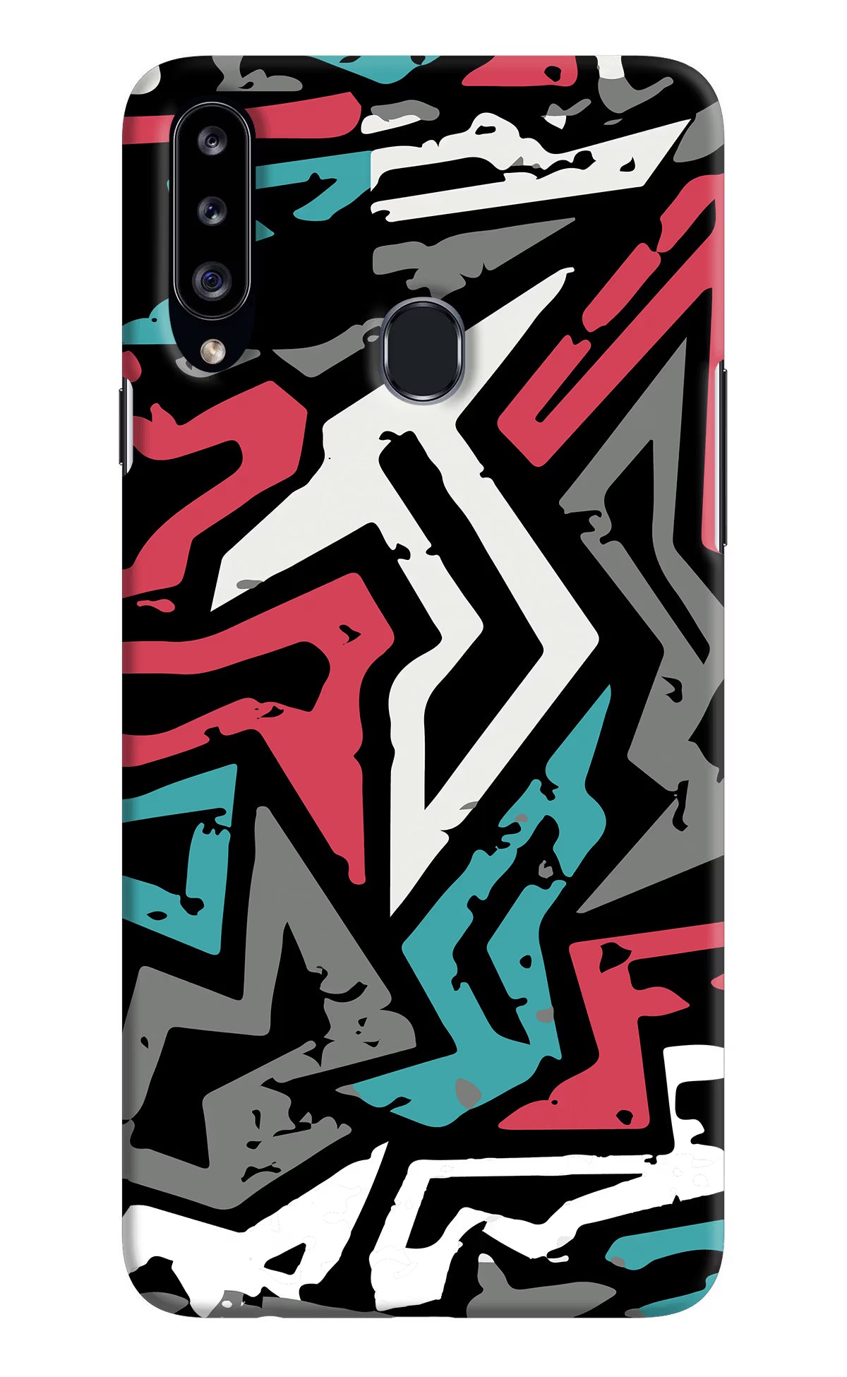 Geometric Graffiti Samsung A20s Hard Case Back Cover by Casekaro