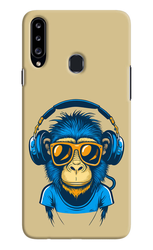 Monkey Headphone Samsung A20s Hard Case Back Cover by Casekaro