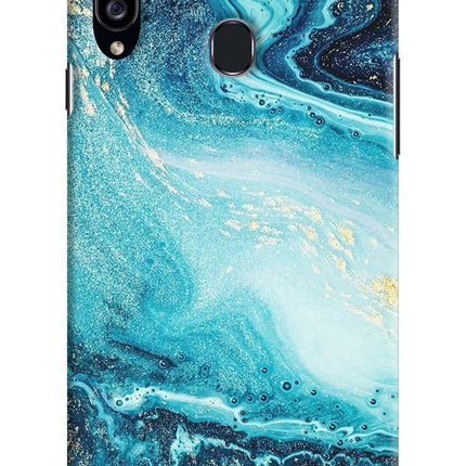 Blue Glitter Marble Samsung A20s Hard Case Back Cover by Casekaro