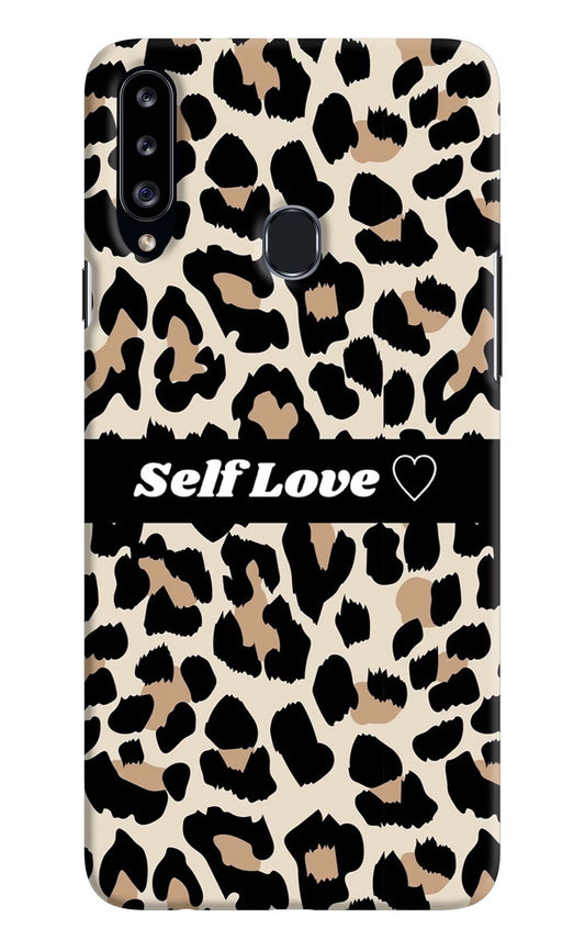 Leopard Print Self Love Samsung A20s Hard Case Back Cover by Casekaro