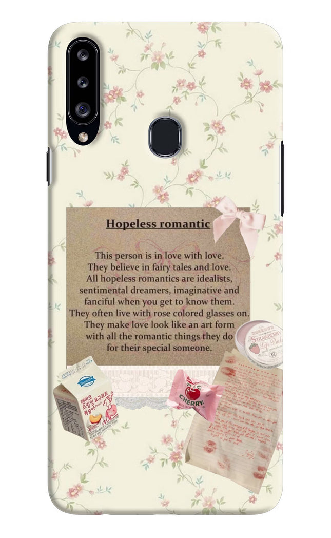 Hopeless Romantic Samsung A20s Hard Case Back Cover by Casekaro