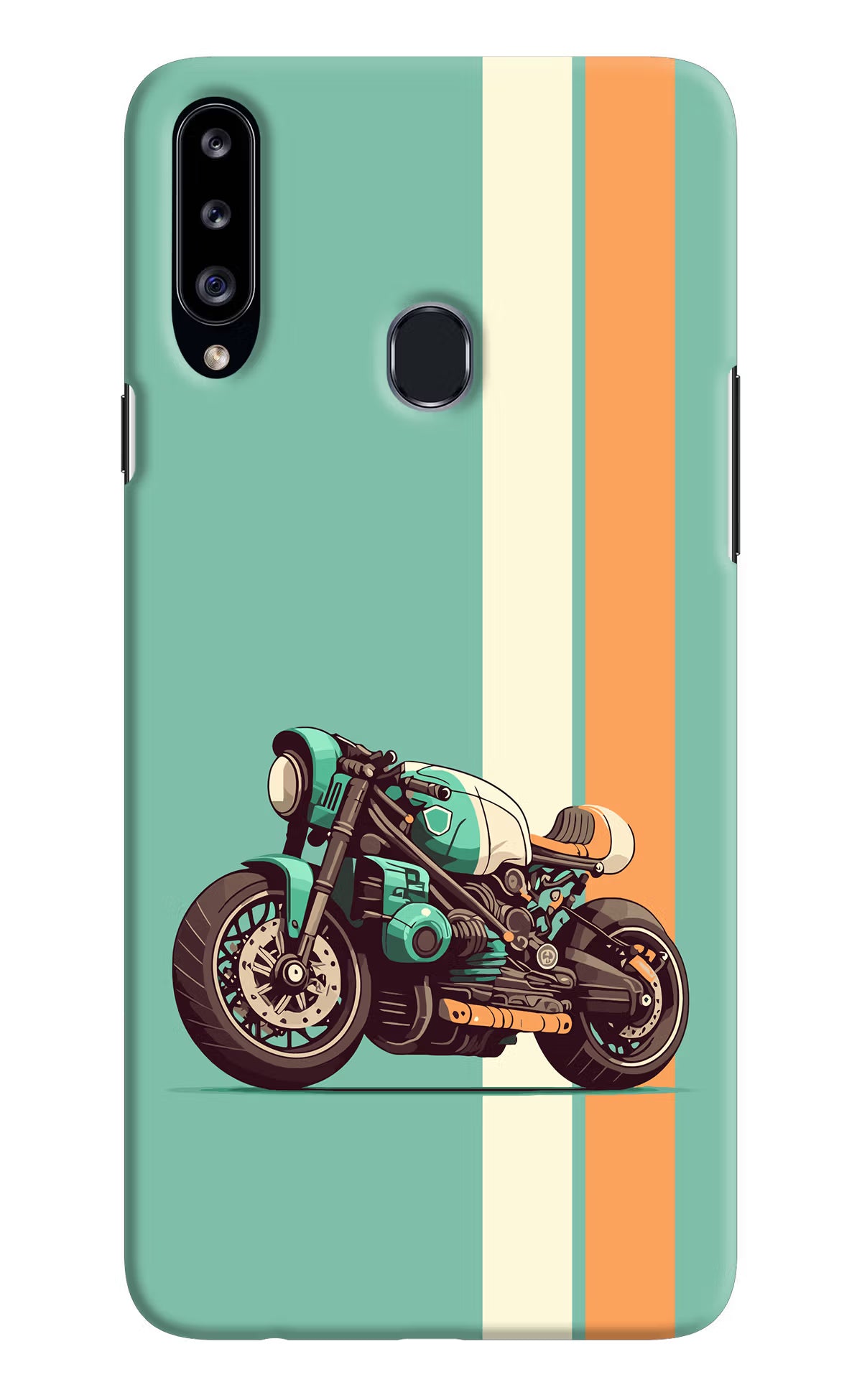 Striped Moto Drift Samsung A20s Hard Case Back Cover by Casekaro