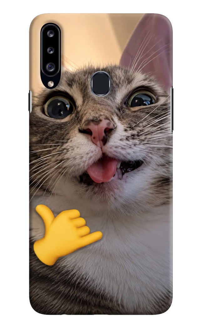 Silly Cat Call Samsung A20s Hard Case Back Cover by Casekaro